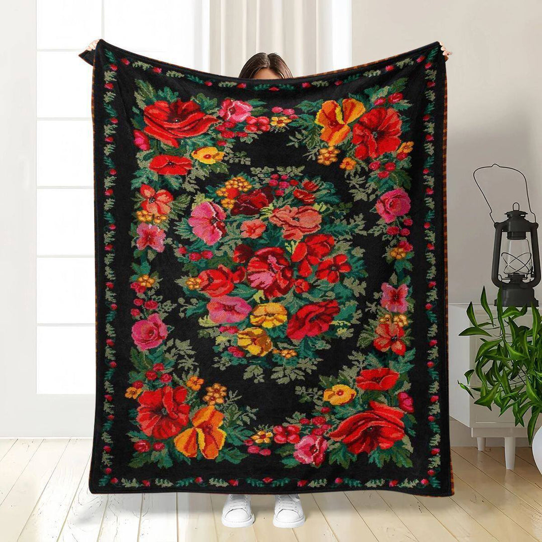 Floral Garden-Themed Plush Blanket