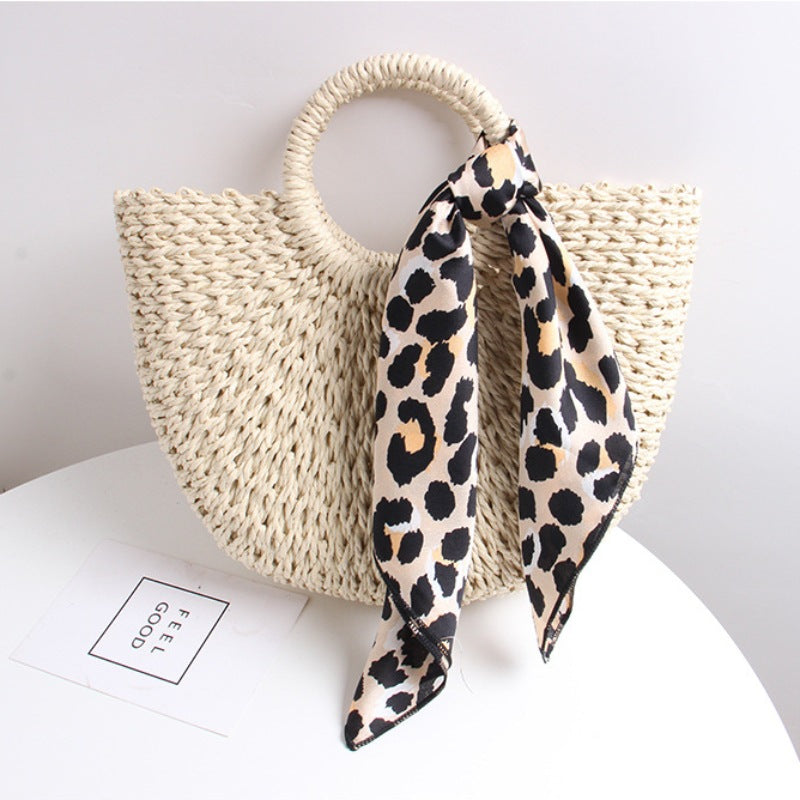 Braided basket bag with elegant silk scarf Stornfield