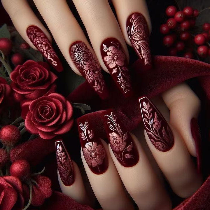 Artificial Nail Set with Floral Designs Stornfield