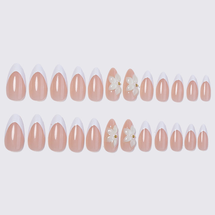 Artificial nails with elegant flower appliqués Stornfield