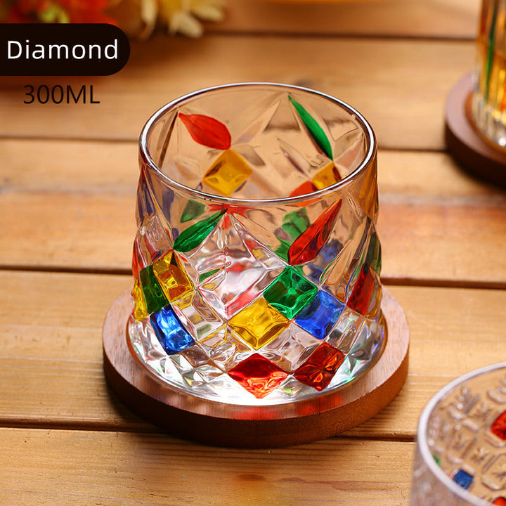 Rotating Multi Color Stained Whiskey Glass With Gift Box | Stornfield