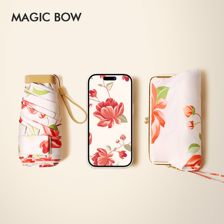 Ladies floral folding umbrella with innovative carrying bag Stornfield