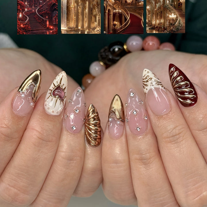 Elegant Artificial Nails with Glitter Accents Stornfield