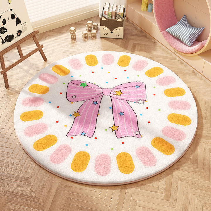 Playful Bow-Patterned Round Area Rug