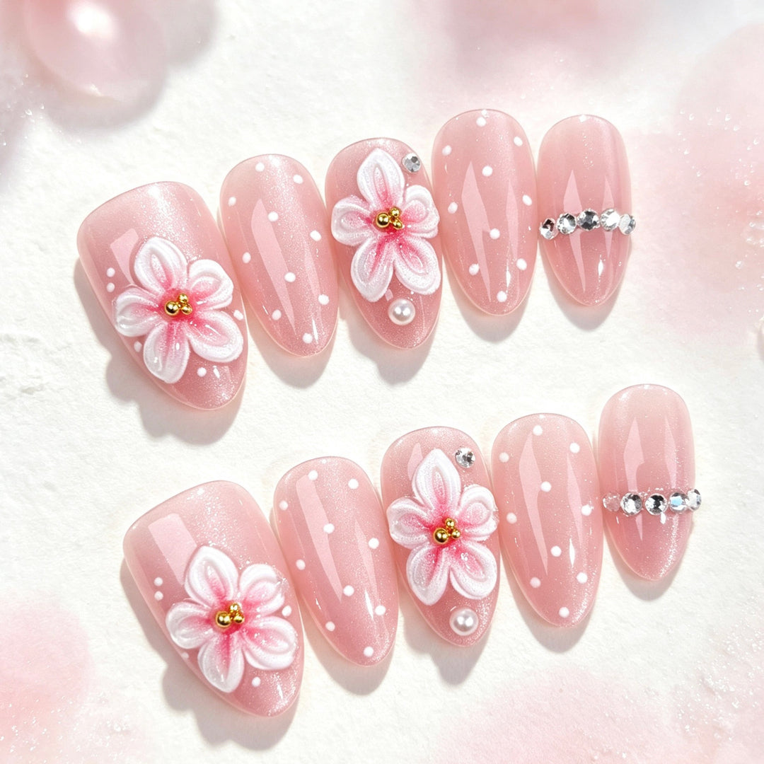 Decorative Floral Press-On Nail Set 1790746157