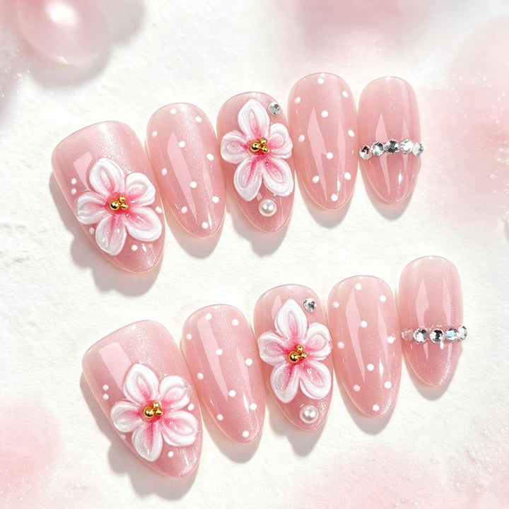 Decorative Floral Press-On Nail Set 1790746157