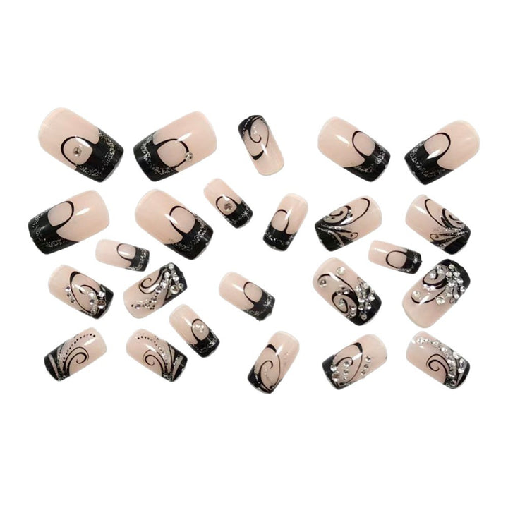 Artificial nails with elegant black and glitter pattern Stornfield