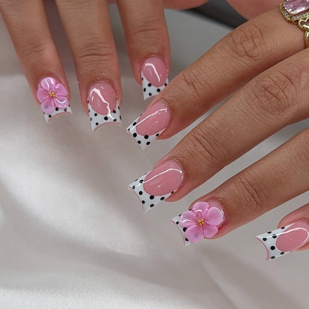 Floral Accent Gel Nail Extensions Stornfield