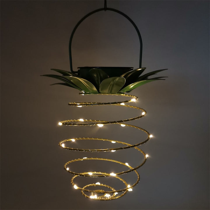 Spiral Pendant LED Hanging Planter Lamp With Faux Tropical Leaf Topper Stornfield
