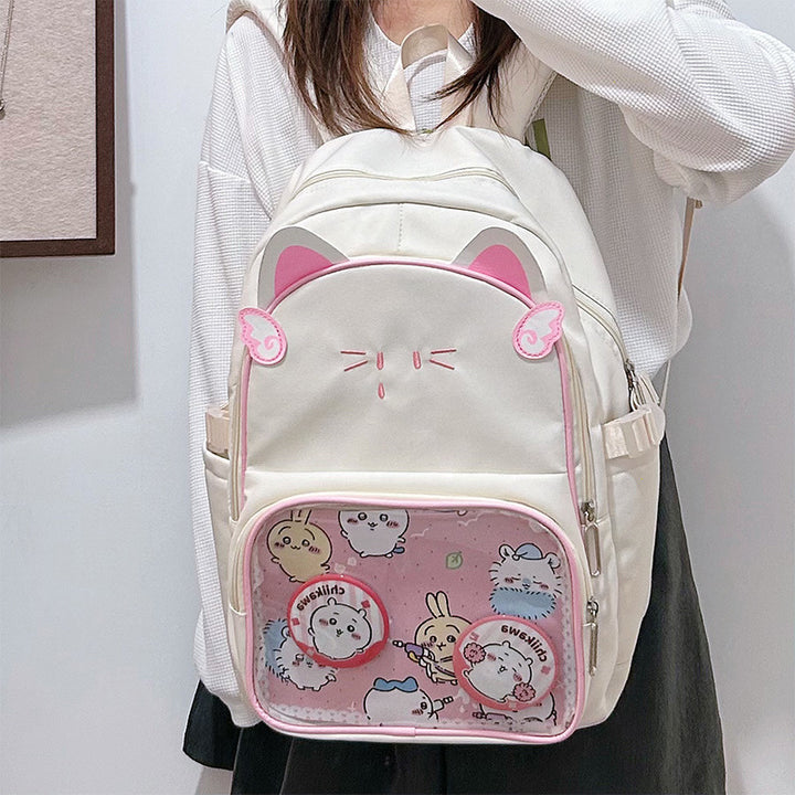 Playful Cat-Ear Graphic Backpack Stornfield