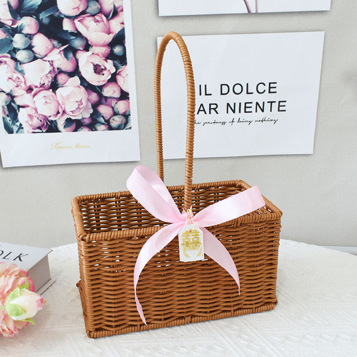 Chic Woven Handbag with Pearl Accent Stornfield