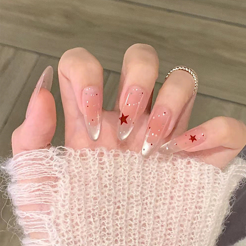 Artistic Press-On Nail Set with Star and Glitter Accents Stornfield