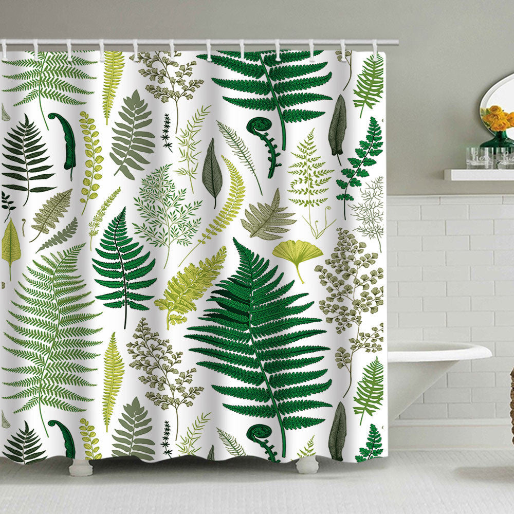Tropical Leaf Print Shower Curtain Stornfield