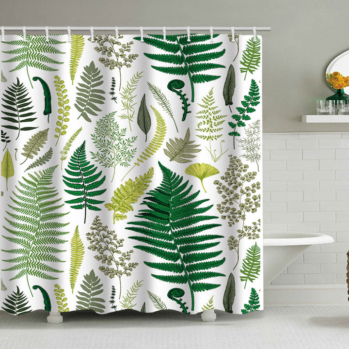 Tropical Leaf Print Shower Curtain Stornfield