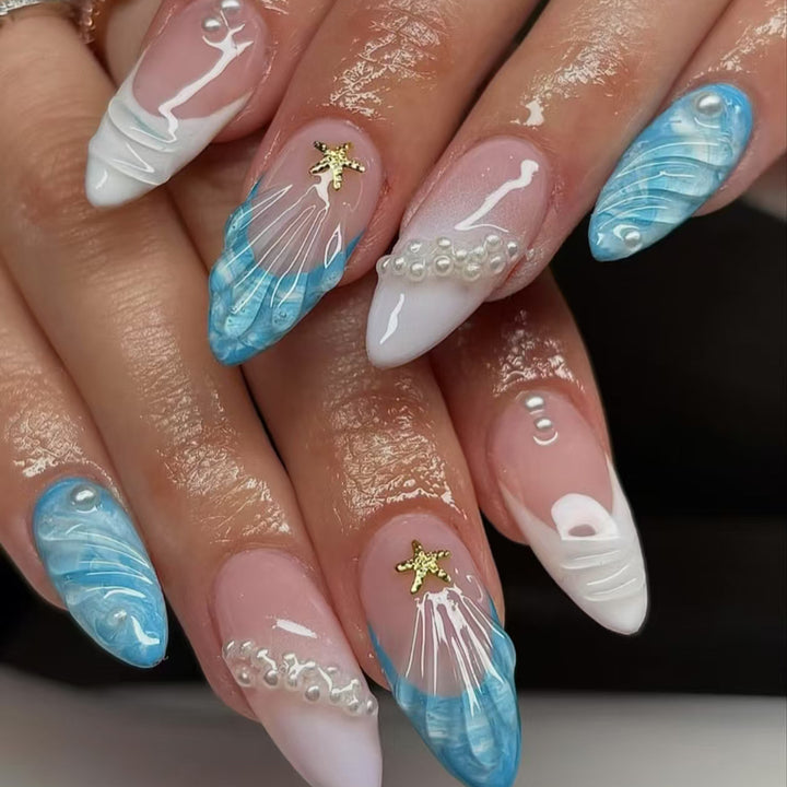 Creative artificial nails with maritime motifs Stornfield