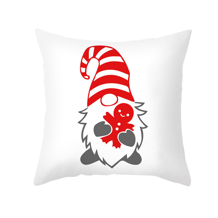 Holiday Decorative Throw Pillow Plush Polyester Cover Festive Santa Reindeer Snowman Print