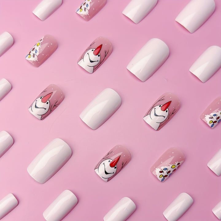 Artificial nails with Playful Festive Snowman Design Stornfield