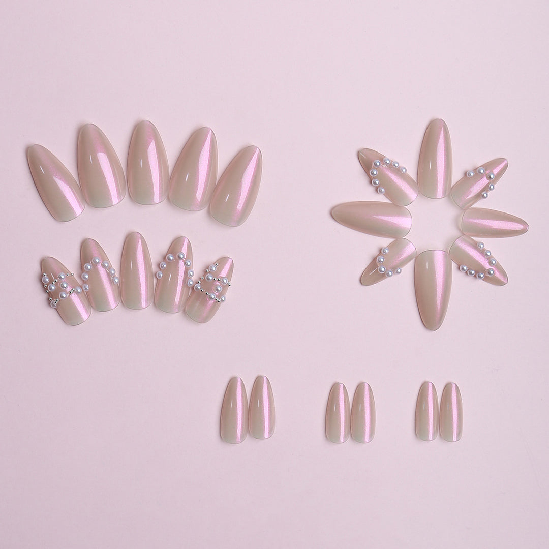 Elegant gel nails with pearl decoration Stornfield