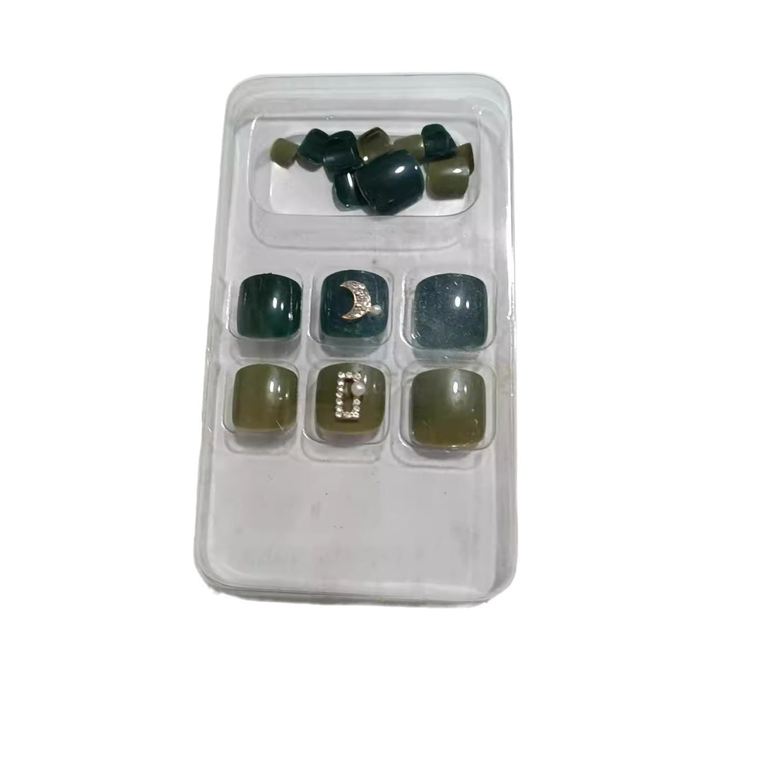 Decorative Press-On Nail Set with Gemstone Accents Stornfield