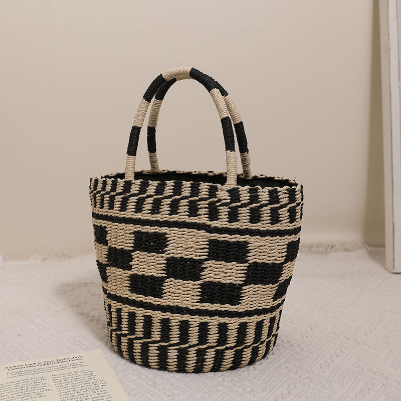 Handcrafted basket bag with modern geometric pattern Stornfield