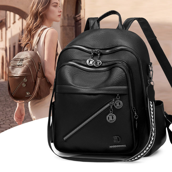 Multi-Compartment Stylish Leather Backpack Stornfield