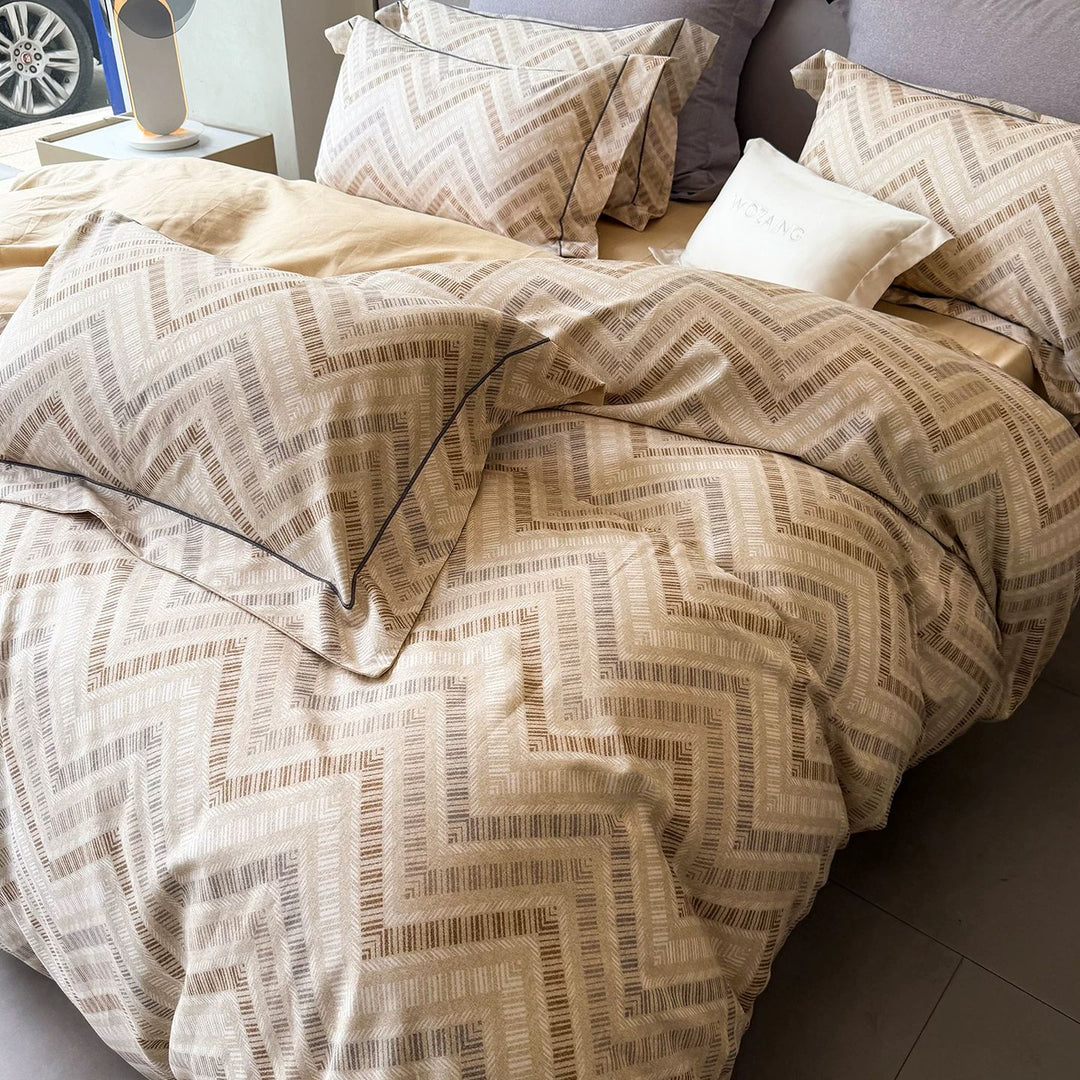 Reversible Brushed Cotton Plaid Duvet Cover Set with Solid Back and Oxford Pillowcases