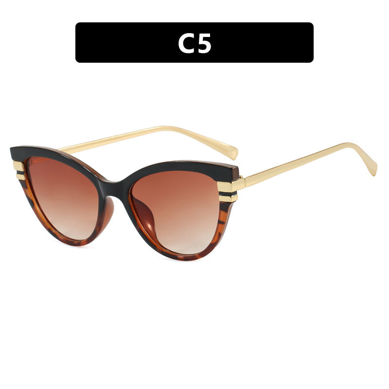Ladies Cat-Eye Sunglasses with Elegant Plastic Frame and Golden Accents Stornfield