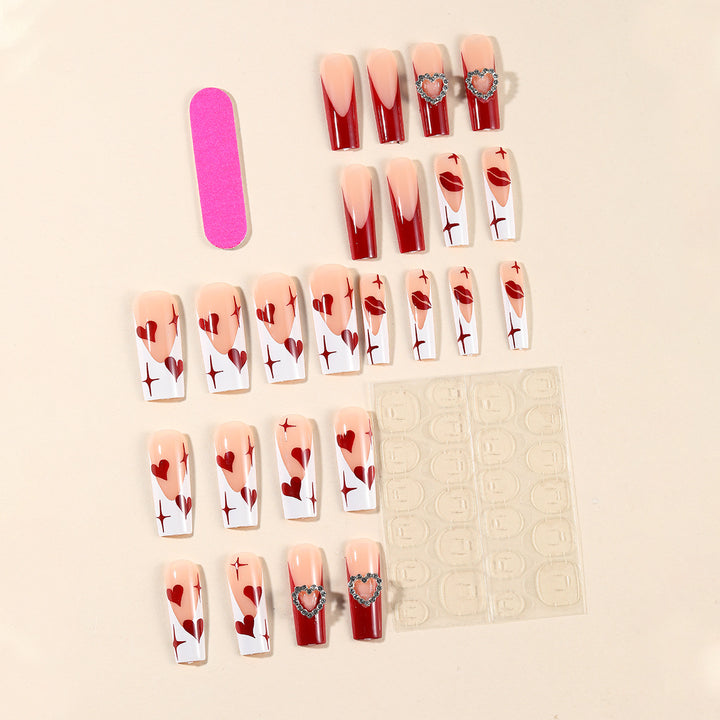 Heart-Design Acrylic Nail Art Extensions Stornfield