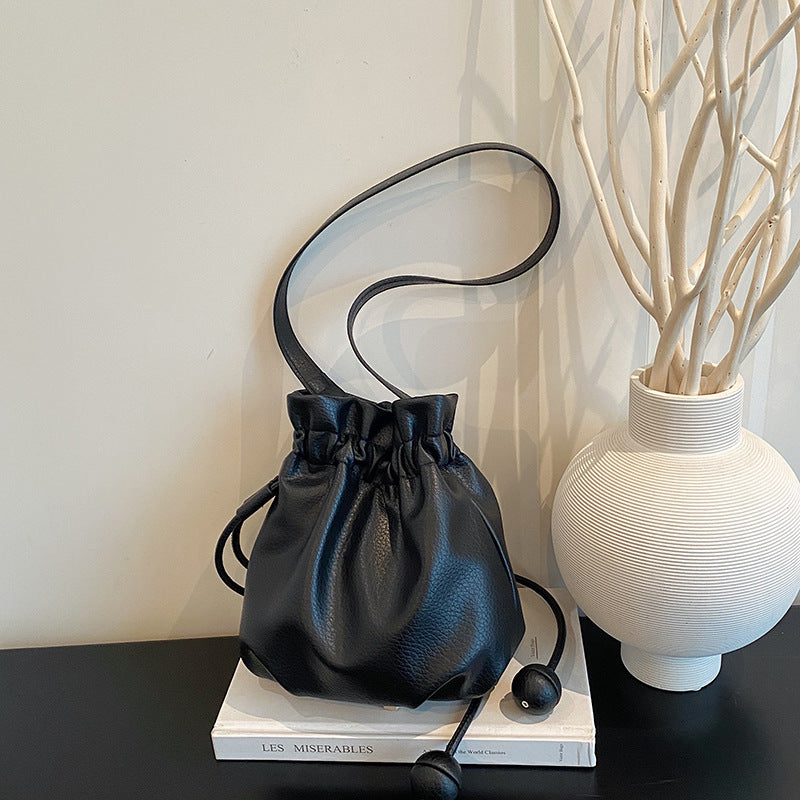 Leather Drawstring Handbag
