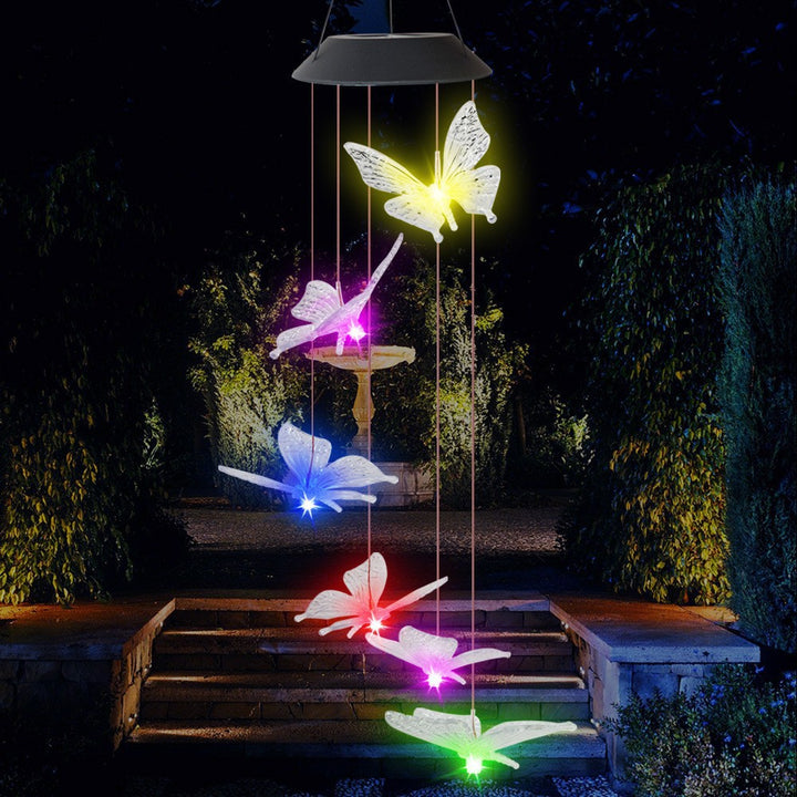 Solar-Powered Hanging Hummingbird LED Wind Chime With Color-Changing RGB Acrylic Birds And Weatherproof Top Stornfield