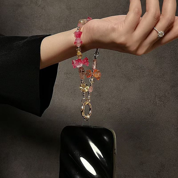 Decorative Flower-Themed Beaded Keychain Stornfield