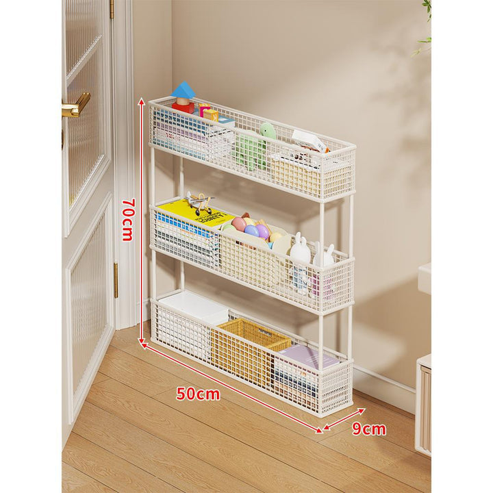 Slim Vertical Mesh Basket Organizer Rack for Narrow Spaces