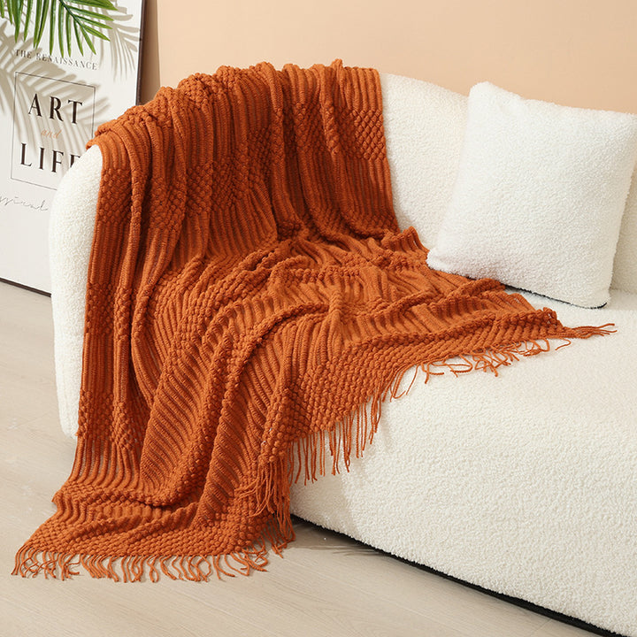 Women's stylish living room throw blanket with fringe pattern Stornfield