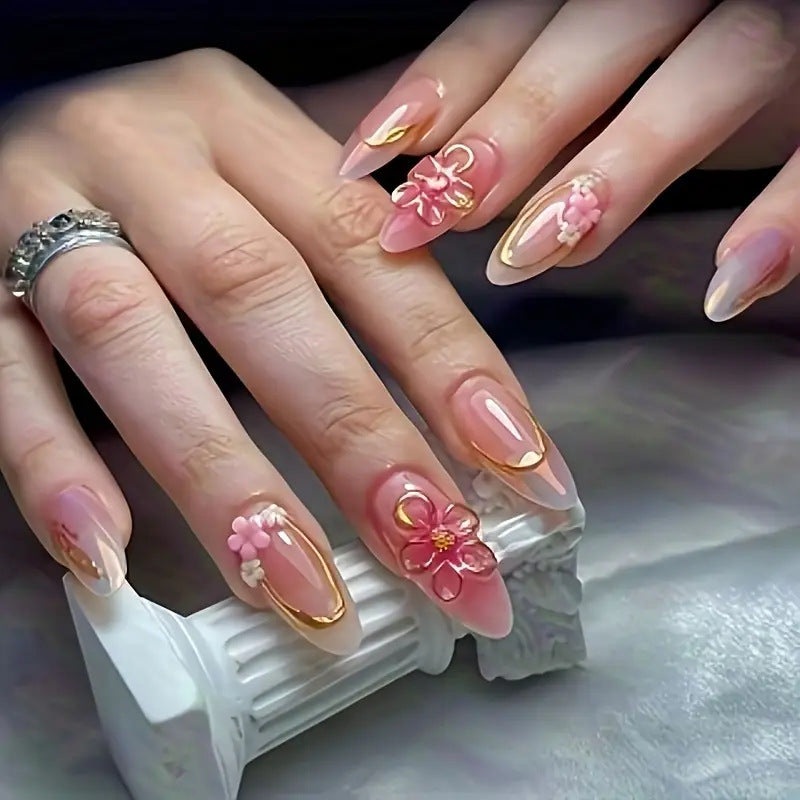 Floral Embellished Press-On Nail Art Set Stornfield