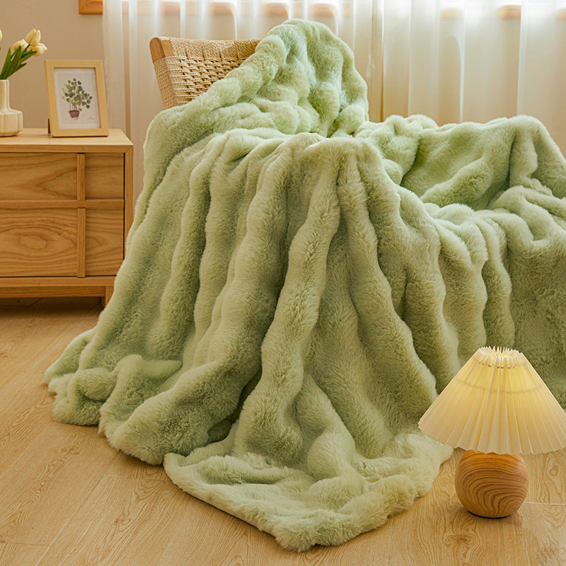 Oversized Luxurious Faux Fur Throw Blanket with Deep Plush Pile for Sofa and Bed