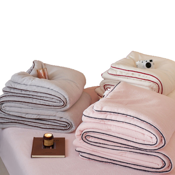 Plush Microfiber Reversible Duvet Cover Set with Piped Edge and Fitted Sheet