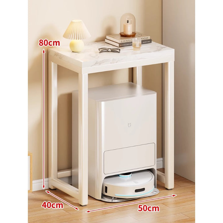 Marble Top Gold Metal Console Stand for Robot Vacuum Dock and Entryway Organizer