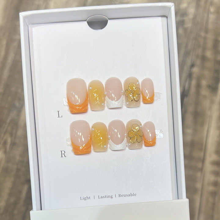Elegant Stiletto Press-On Nail Set with Floral Accents Stornfield