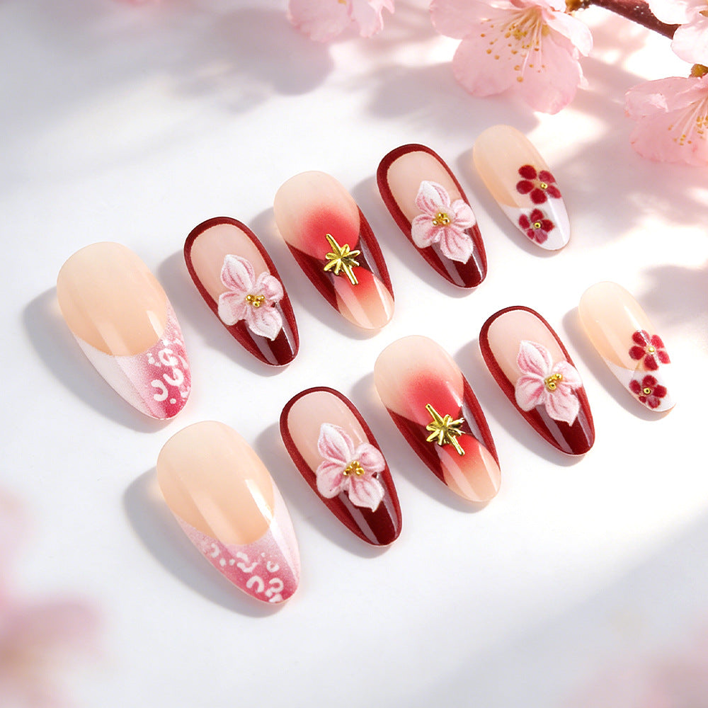 Artistic 3D Floral Sculpted Press-On Nails Stornfield