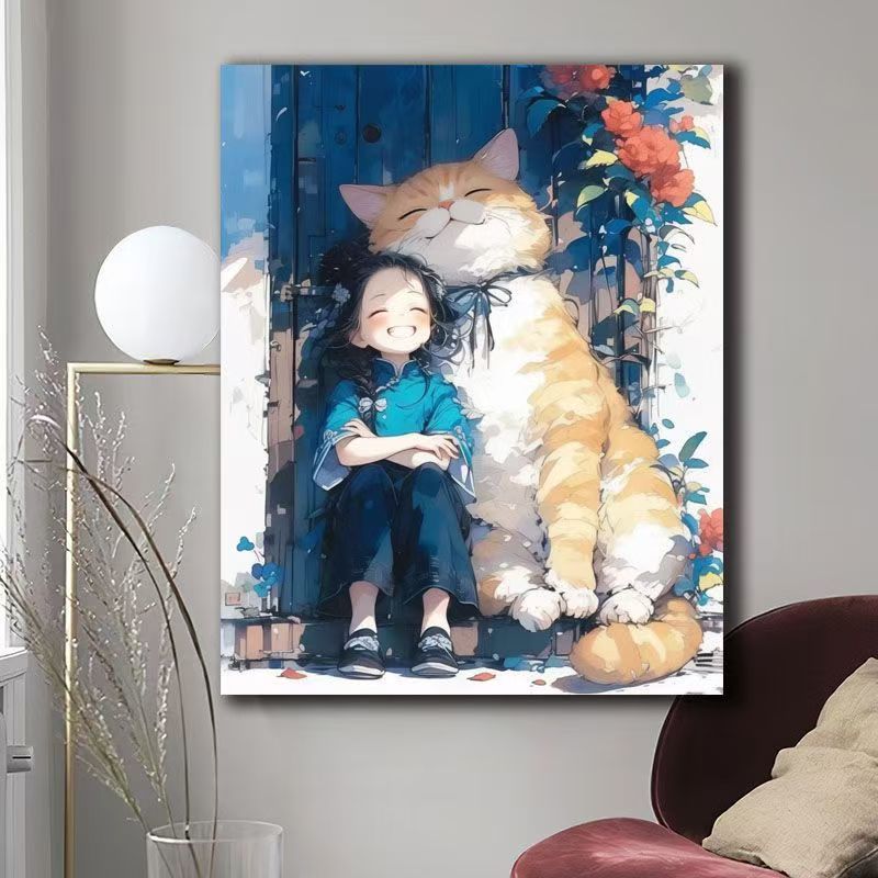 Illustrated Cat-Themed Wall Art Stornfield