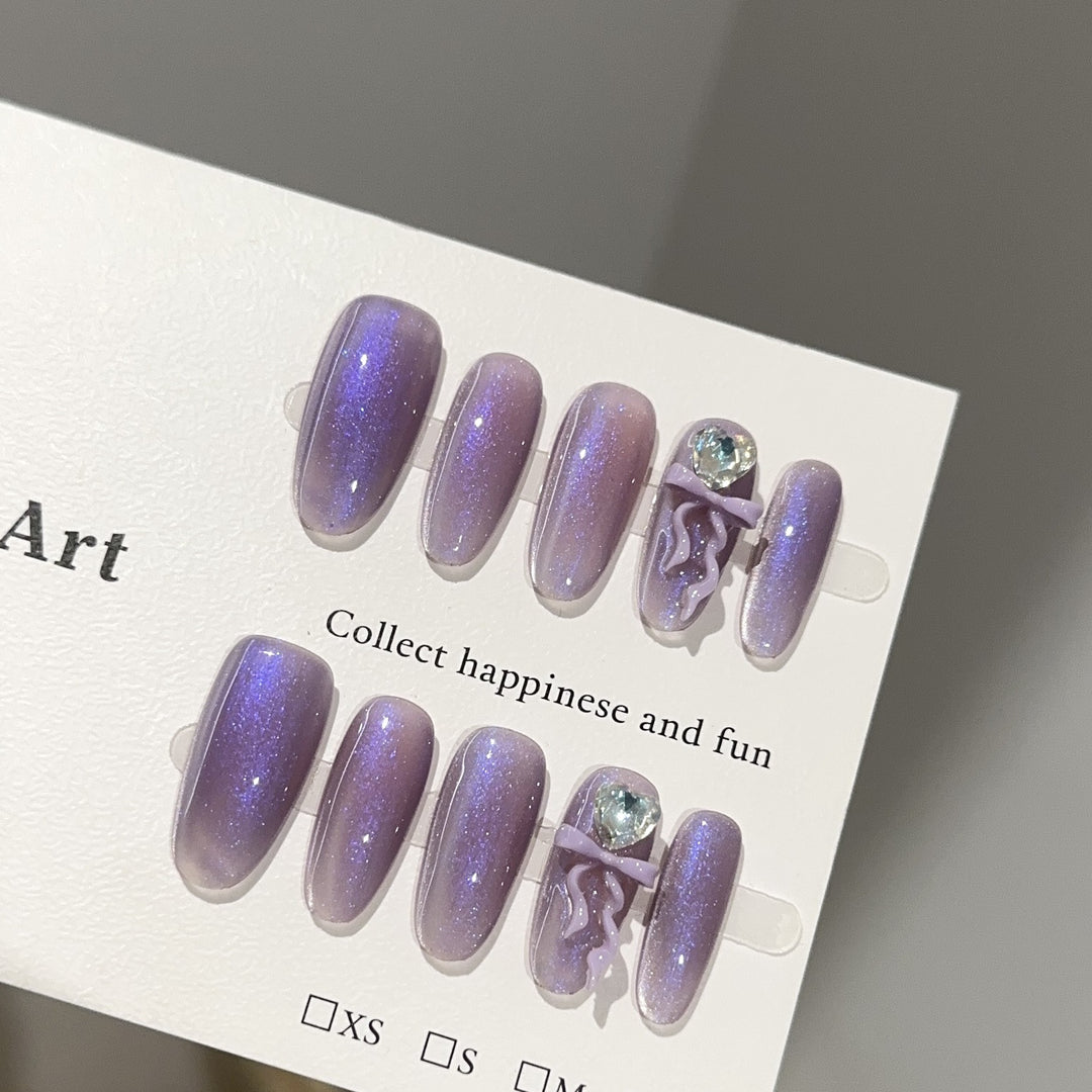 Whimsical Glittering Press-On Nail Design