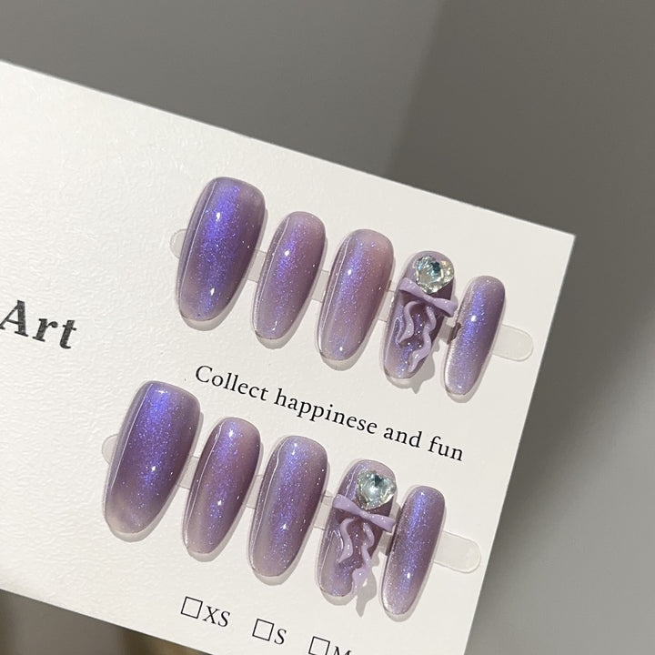 Whimsical Glittering Press-On Nail Design