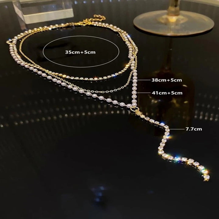 Layered Crystal and Pearl Necklace Stornfield