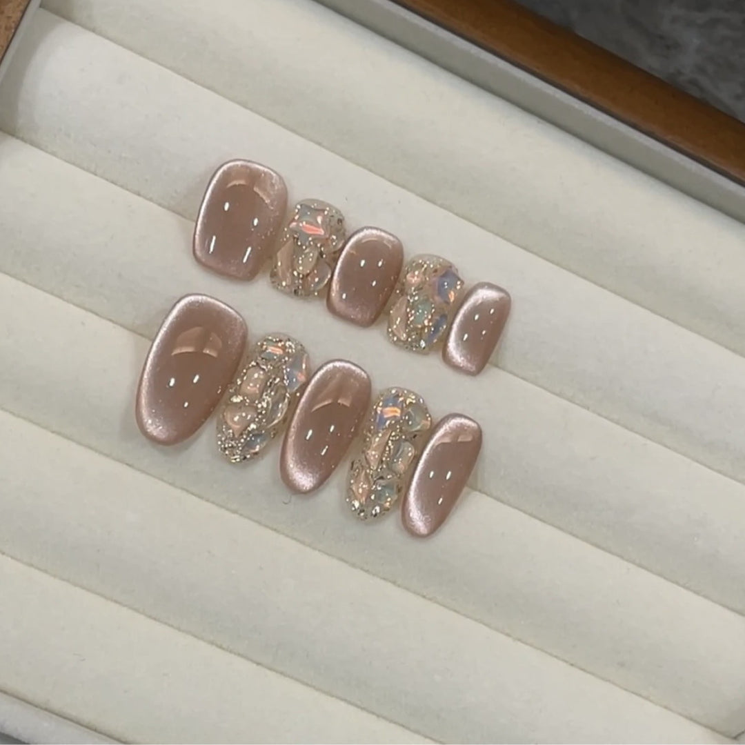 Decorative Press-On Nail Set with Rhinestone Accents Stornfield
