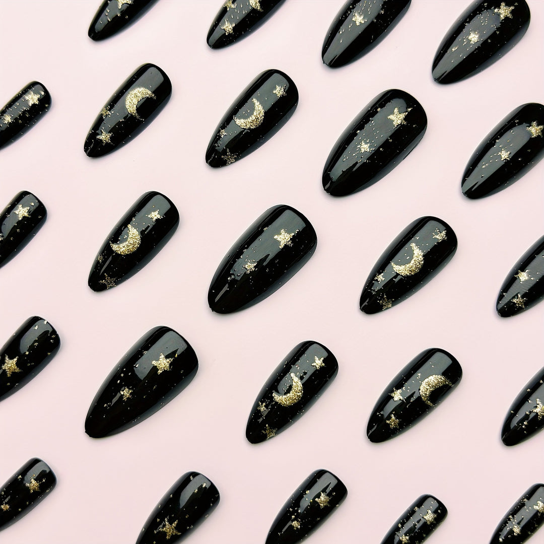 Glamorous nail art in moon and star design Stornfield