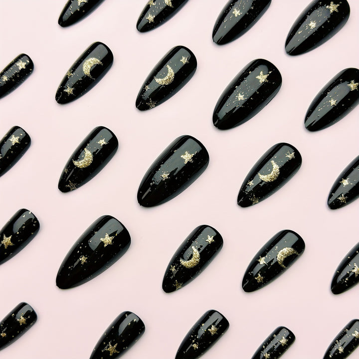 Glamorous nail art in moon and star design Stornfield