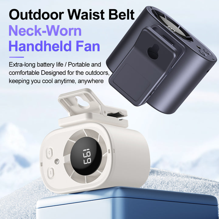 Unisex nan portable clip-on waist cooling fan with LED display Stornfield