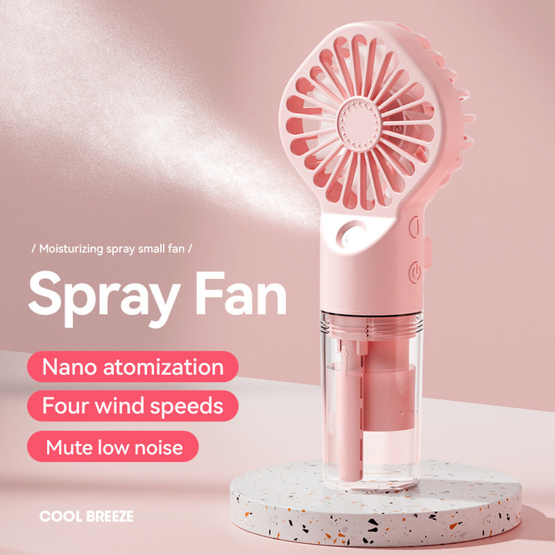 Cooling handheld misting fan with nano-atomizing water reservoir Stornfield