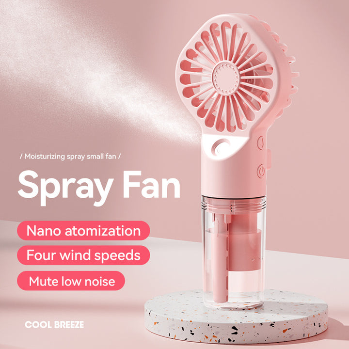 Cooling handheld misting fan with nano-atomizing water reservoir Stornfield