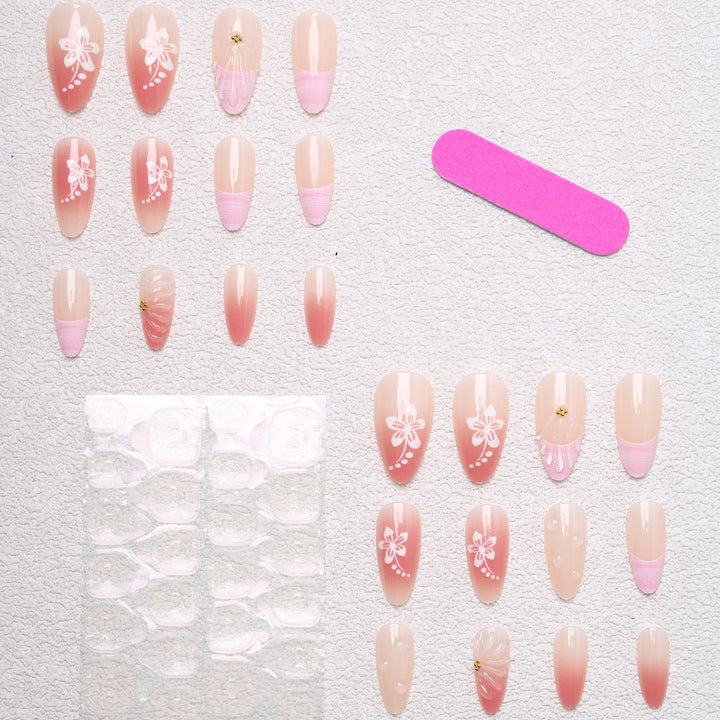 Artificial Nail Set with Floral Designs and 3D Decorations Stornfield